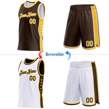 Загрузить изображение в средство просмотра галереи, Custom Reversible Brown Gold-White Double Side Star Sublimation Basketball Suit Jersey
