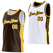 Загрузить изображение в средство просмотра галереи, Custom Reversible Brown Gold-White Double Side Star Sublimation Basketball Suit Jersey