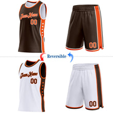 Charger l'image dans la galerie, Custom Reversible Brown Orange-White Double Side Star Sublimation Basketball Suit Jersey