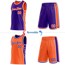 Load image into Gallery viewer, Custom Reversible Purple Orange-White Double Side Star Sublimation Basketball Suit Jersey