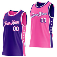 Laden Sie das Bild in den Galerie-Viewer, Custom Reversible Purple White-Pink Double Side Star Sublimation Basketball Suit Jersey