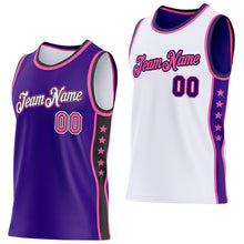 Charger l'image dans la galerie, Custom Reversible Purple Pink White-Black Double Side Star Sublimation Basketball Suit Jersey