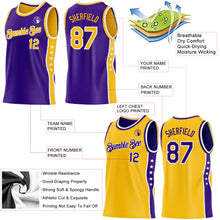 Load image into Gallery viewer, Custom Reversible Purple Gold-White Double Side Star Sublimation Basketball Suit Jersey