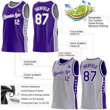 Load image into Gallery viewer, Custom Reversible Purple White-Gray Double Side Star Sublimation Basketball Suit Jersey