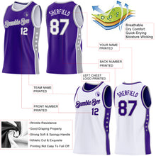 Загрузить изображение в средство просмотра галереи, Custom Reversible Purple White-Gray Double Side Star Sublimation Basketball Suit Jersey