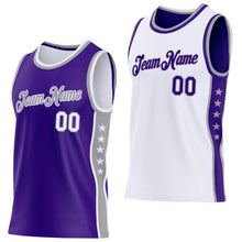 Загрузить изображение в средство просмотра галереи, Custom Reversible Purple White-Gray Double Side Star Sublimation Basketball Suit Jersey