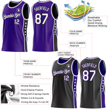 Load image into Gallery viewer, Custom Reversible Purple White-Black Double Side Star Sublimation Basketball Suit Jersey