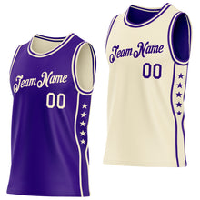 Load image into Gallery viewer, Custom Reversible Purple Cream Double Side Star Sublimation Basketball Suit Jersey