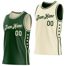 Laden Sie das Bild in den Galerie-Viewer, Custom Reversible Green Cream Double Side Star Sublimation Basketball Suit Jersey