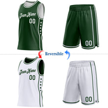 Load image into Gallery viewer, Custom Reversible Green White Double Side Star Sublimation Basketball Suit Jersey