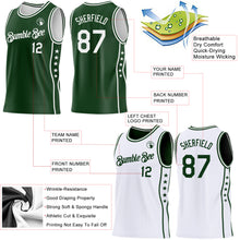 Load image into Gallery viewer, Custom Reversible Green White Double Side Star Sublimation Basketball Suit Jersey