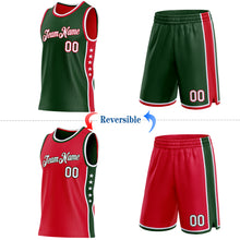 Загрузить изображение в средство просмотра галереи, Custom Reversible Green White-Red Double Side Star Sublimation Basketball Suit Jersey