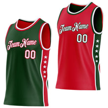 Загрузить изображение в средство просмотра галереи, Custom Reversible Green White-Red Double Side Star Sublimation Basketball Suit Jersey