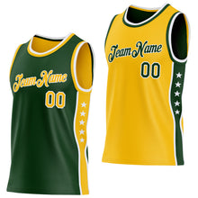 Laden Sie das Bild in den Galerie-Viewer, Custom Reversible Green Gold-White Double Side Star Sublimation Basketball Suit Jersey