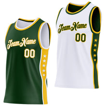 Laden Sie das Bild in den Galerie-Viewer, Custom Reversible Green White-Gold Double Side Star Sublimation Basketball Suit Jersey