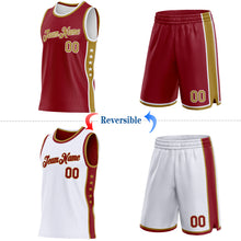 Load image into Gallery viewer, Custom Reversible Crimson Old Gold-White Double Side Star Sublimation Basketball Suit Jersey