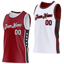Charger l'image dans la galerie, Custom Reversible Crimson White-Black Double Side Star Sublimation Basketball Suit Jersey