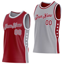 Charger l'image dans la galerie, Custom Reversible Crimson Gray-White Double Side Star Sublimation Basketball Suit Jersey