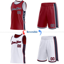 Charger l'image dans la galerie, Custom Reversible Crimson Navy-White Double Side Star Sublimation Basketball Suit Jersey
