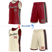 Charger l'image dans la galerie, Custom Reversible Crimson Black-Cream Double Side Star Sublimation Basketball Suit Jersey