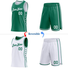 Load image into Gallery viewer, Custom Reversible Kelly Green White Double Side Star Sublimation Basketball Suit Jersey