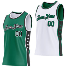 Laden Sie das Bild in den Galerie-Viewer, Custom Reversible Kelly Green Black-White Double Side Star Sublimation Basketball Suit Jersey
