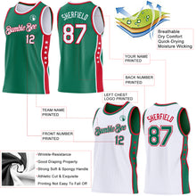 Laden Sie das Bild in den Galerie-Viewer, Custom Reversible Kelly Green White-Red Double Side Star Sublimation Basketball Suit Jersey