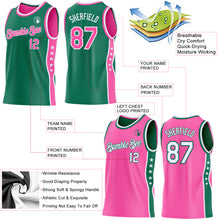 Load image into Gallery viewer, Custom Reversible Kelly Green Pink-White Double Side Star Sublimation Basketball Suit Jersey