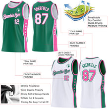 Charger l'image dans la galerie, Custom Reversible Kelly Green White-Pink Double Side Star Sublimation Basketball Suit Jersey