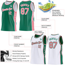 Загрузить изображение в средство просмотра галереи, Custom Reversible Kelly Green Medium Pink-White Double Side Star Sublimation Basketball Suit Jersey