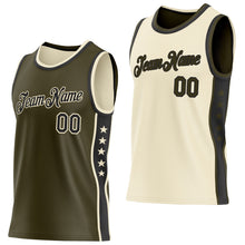 Загрузить изображение в средство просмотра галереи, Custom Reversible Olive Black-Cream Double Side Star Sublimation Basketball Suit Jersey