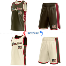 Load image into Gallery viewer, Custom Reversible Olive Vintage USA Flag-Cream Double Side Star Sublimation Basketball Suit Jersey