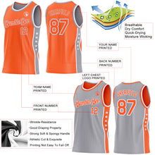 Laden Sie das Bild in den Galerie-Viewer, Custom Reversible Orange White-Gray Double Side Star Sublimation Basketball Suit Jersey