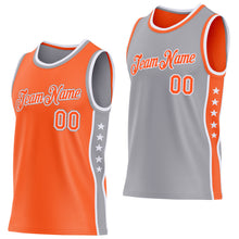 Laden Sie das Bild in den Galerie-Viewer, Custom Reversible Orange White-Gray Double Side Star Sublimation Basketball Suit Jersey
