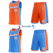 Charger l'image dans la galerie, Custom Reversible Orange White-Powder Blue Double Side Star Sublimation Basketball Suit Jersey