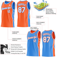Charger l'image dans la galerie, Custom Reversible Orange White-Powder Blue Double Side Star Sublimation Basketball Suit Jersey