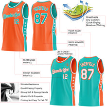 Load image into Gallery viewer, Custom Reversible Orange Aqua-White Double Side Star Sublimation Basketball Suit Jersey