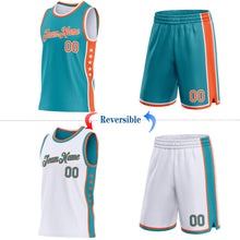 Загрузить изображение в средство просмотра галереи, Custom Reversible Teal Orange-White Double Side Star Sublimation Basketball Suit Jersey