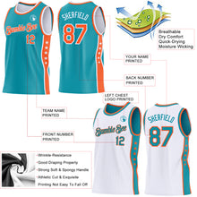 Загрузить изображение в средство просмотра галереи, Custom Reversible Teal Orange-White Double Side Star Sublimation Basketball Suit Jersey