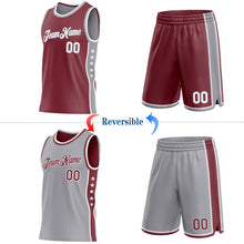 Laden Sie das Bild in den Galerie-Viewer, Custom Reversible Burgundy White-Gray Double Side Star Sublimation Basketball Suit Jersey