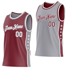 Laden Sie das Bild in den Galerie-Viewer, Custom Reversible Burgundy White-Gray Double Side Star Sublimation Basketball Suit Jersey