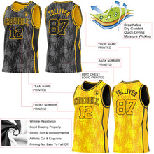 Charger l'image dans la galerie, Custom Black-Gold Side Panel Stripe Sun Flame Reversible Double Side Sublimation Basketball Set Jersey