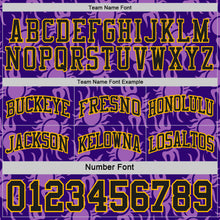 Load image into Gallery viewer, Custom Black Purple-Gold Side Panel Stripe Sun Flame Reversible Double Side Sublimation Basketball Set Jersey
