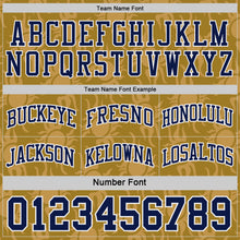 Load image into Gallery viewer, Custom Navy Old Gold-White Side Panel Stripe Sun Flame Reversible Double Side Sublimation Basketball Set Jersey