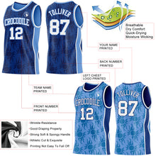 Laden Sie das Bild in den Galerie-Viewer, Custom Royal White-Light Blue Side Panel Stripe Sun Flame Reversible Double Side Sublimation Basketball Set Jersey