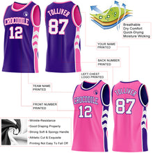 Load image into Gallery viewer, Custom Purple White-Pink Side Panel Geometric Chevron Reversible Double Side Sublimation Basketball Set Jersey