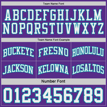 Laden Sie das Bild in den Galerie-Viewer, Custom Purple White-Teal Side Panel Geometric Chevron Reversible Double Side Sublimation Basketball Set Jersey