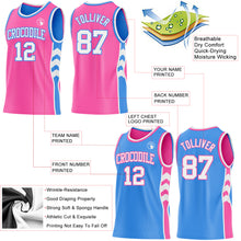Загрузить изображение в средство просмотра галереи, Custom Pink White-Powder Blue Side Panel Geometric Chevron Reversible Double Side Sublimation Basketball Set Jersey