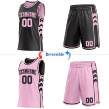 Load image into Gallery viewer, Custom Black-Light Pink Side Panel Geometric Chevron Reversible Double Side Sublimation Basketball Set Jersey