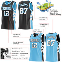 Загрузить изображение в средство просмотра галереи, Custom Black White-Sky Blue Side Panel Geometric Chevron Reversible Double Side Sublimation Basketball Set Jersey